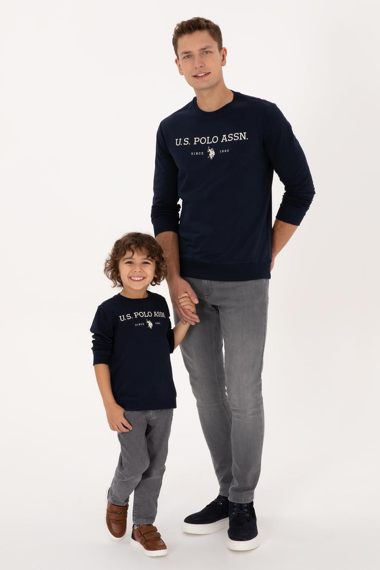 Erkek Regular Fit Bisiklet Yaka Lacivert İnce Basic Sweatshirt