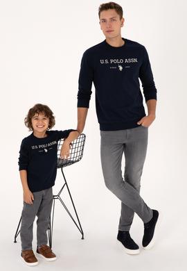 Erkek Regular Fit Bisiklet Yaka Lacivert İnce Basic Sweatshirt - 50313743069