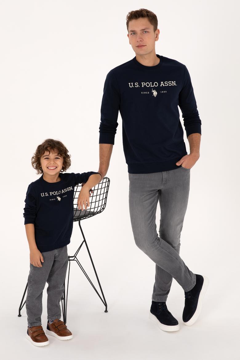 Erkek Regular Fit Bisiklet Yaka Lacivert İnce Basic Sweatshirt - 50313743069