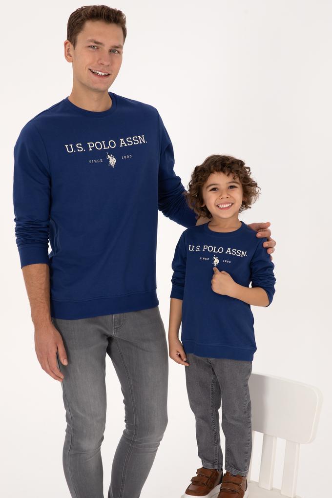 Erkek Regular Fit Bisiklet Yaka İndigo İnce Basic Sweatshirt