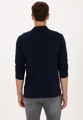 Erkek Regular Fit Polo Yaka Lacivert Basic Sweatshirt - 50313772027
