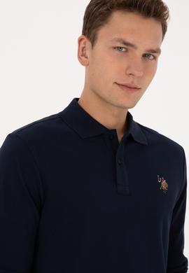 Erkek Regular Fit Polo Yaka Lacivert Basic Sweatshirt - 50313772027