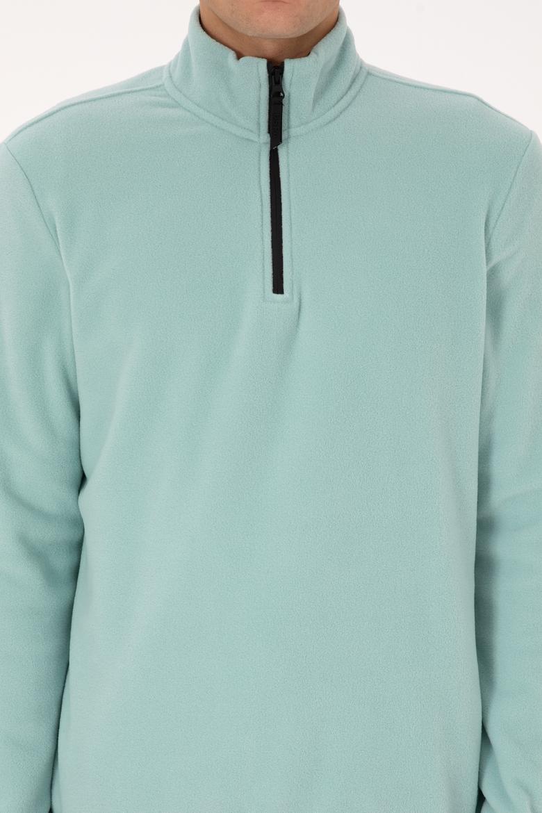 Erkek Regular Fit Mint Polar Yarım Fermuarlı Basic Sweatshirt - 50313777117