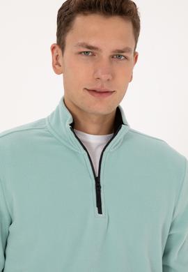 Erkek Regular Fit Mint Polar Yarım Fermuarlı Basic Sweatshirt - 50313777117