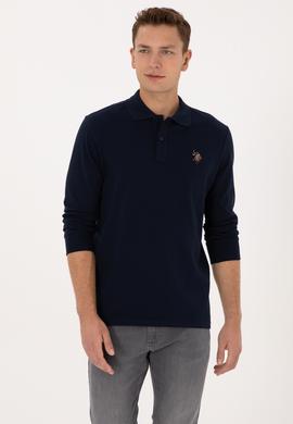 Erkek Regular Fit Polo Yaka Lacivert Basic Sweatshirt - 50313772027