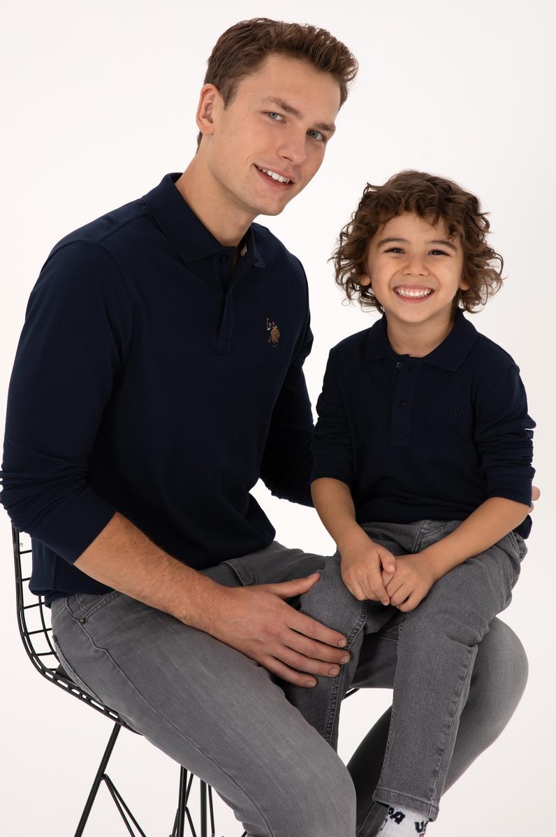 Erkek Regular Fit Polo Yaka Lacivert Basic Sweatshirt