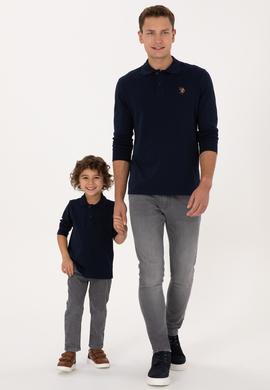 Erkek Regular Fit Polo Yaka Lacivert Basic Sweatshirt - 50313772027