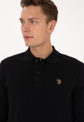Erkek Regular Fit Polo Yaka Siyah Basic Sweatshirt - 50313772037