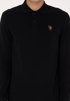 Erkek Regular Fit Polo Yaka Siyah Basic Sweatshirt - 50313772037
