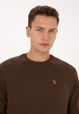 Erkek Regular Fit Bisiklet Yaka Kahverengi İnce Basic Sweatshirt - 50313752117