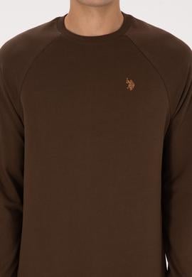 Erkek Regular Fit Bisiklet Yaka Kahverengi İnce Basic Sweatshirt - 50313752117