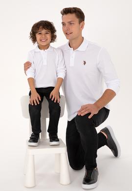 Erkek Çocuk Beyaz Basic Polo Yaka Sweatshirt - 50313790003