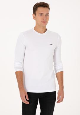 Erkek Slim Fit Bisiklet Yaka Beyaz Süprem Basic Sweatshirt - 50313744019