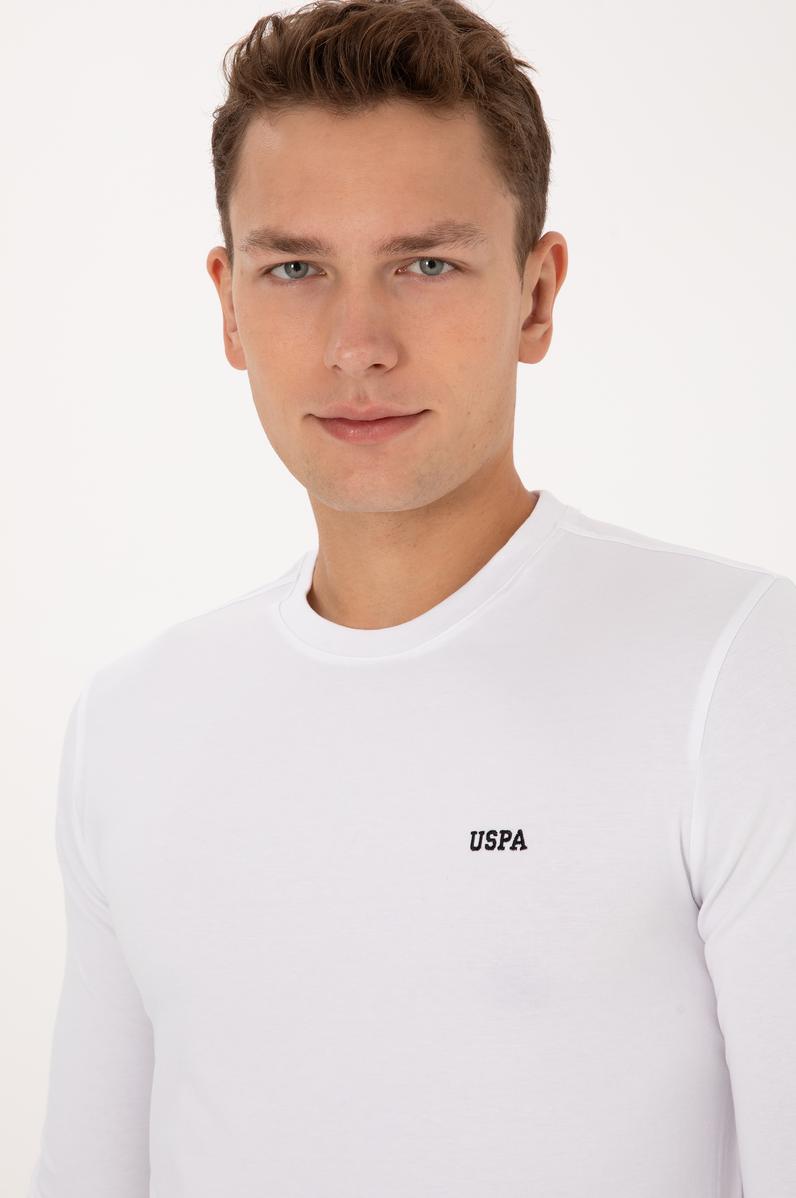 Erkek Slim Fit Bisiklet Yaka Beyaz Süprem Basic Sweatshirt