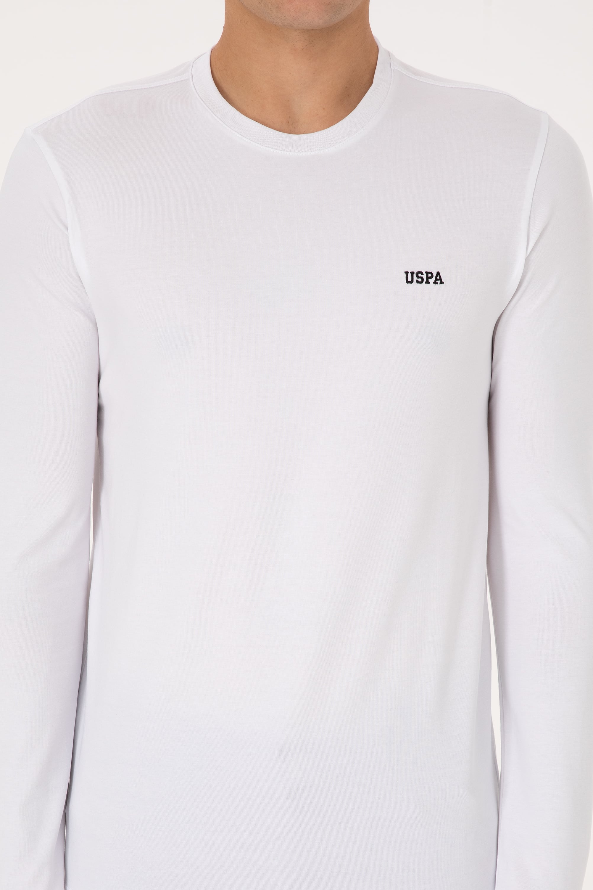 Erkek Slim Fit Bisiklet Yaka Beyaz Süprem Basic Sweatshirt