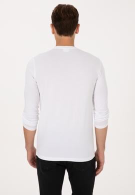 Erkek Slim Fit Bisiklet Yaka Beyaz Süprem Basic Sweatshirt - 50313744019