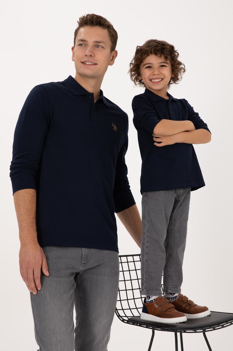 Erkek Çocuk Lacivert Basic Polo Yaka Sweatshirt