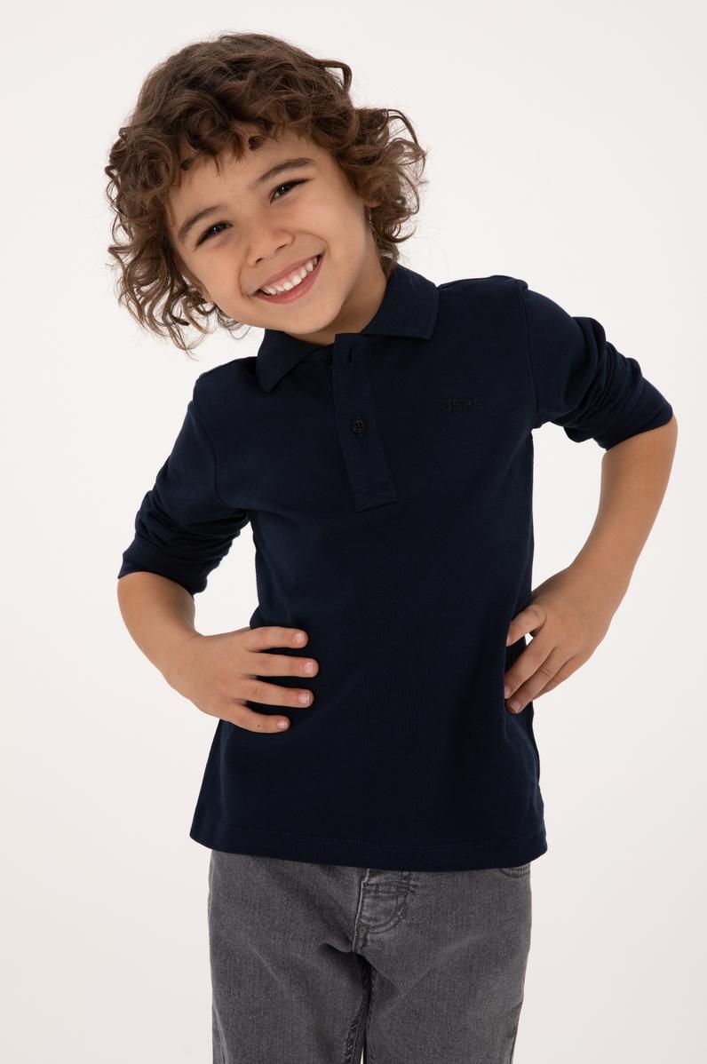 Erkek Çocuk Lacivert Basic Polo Yaka Sweatshirt