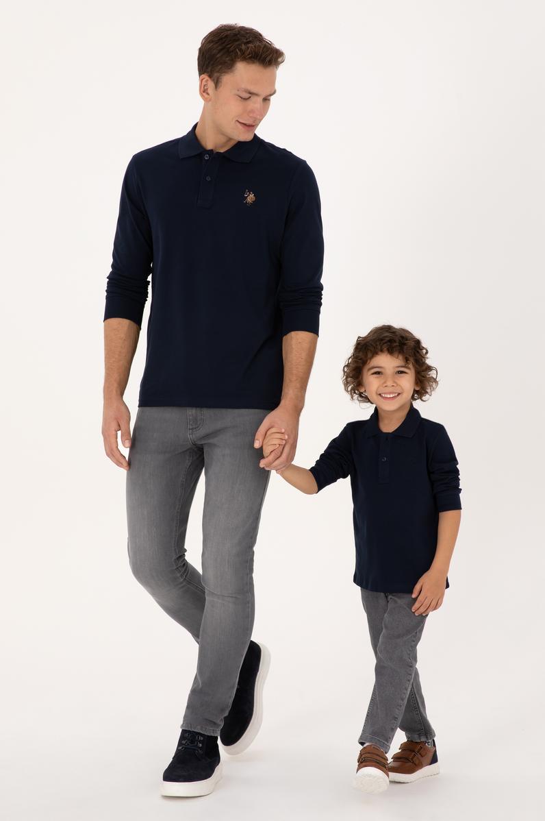 Erkek Çocuk Lacivert Basic Polo Yaka Sweatshirt