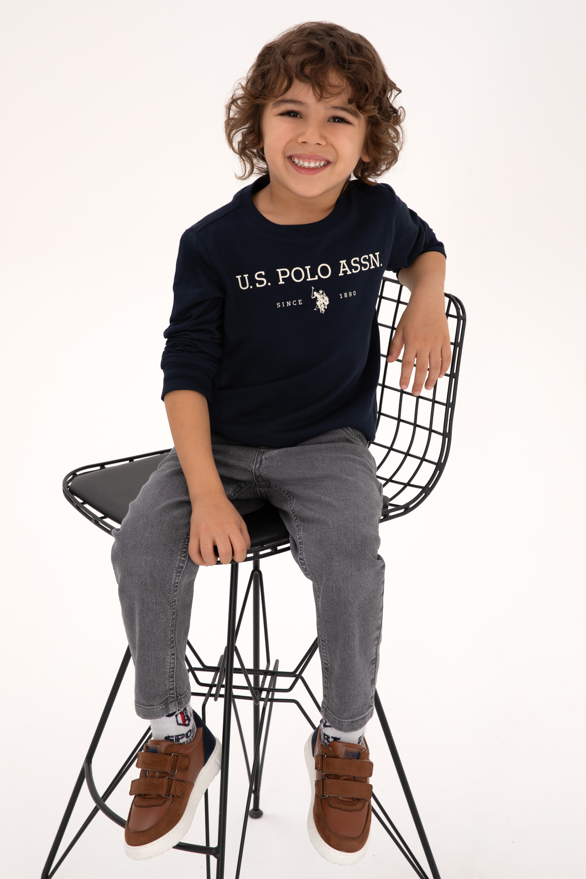 Erkek Çocuk Lacivert Bisiklet Yaka Sweatshirt - Image 3