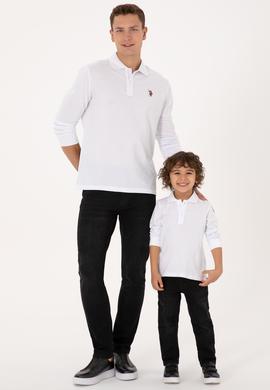 Erkek Çocuk Beyaz Basic Polo Yaka Sweatshirt - 50313790003