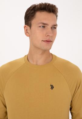 Erkek Regular Fit Bisiklet Yaka Hardal İnce Basic Sweatshirt - 50313752089