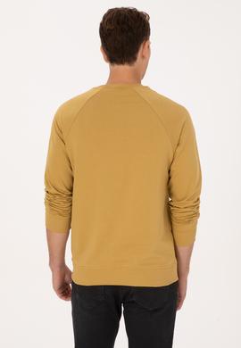 Erkek Regular Fit Bisiklet Yaka Hardal İnce Basic Sweatshirt - 50313752089