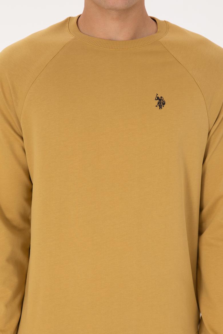 Erkek Regular Fit Bisiklet Yaka Hardal İnce Basic Sweatshirt - 50313752089