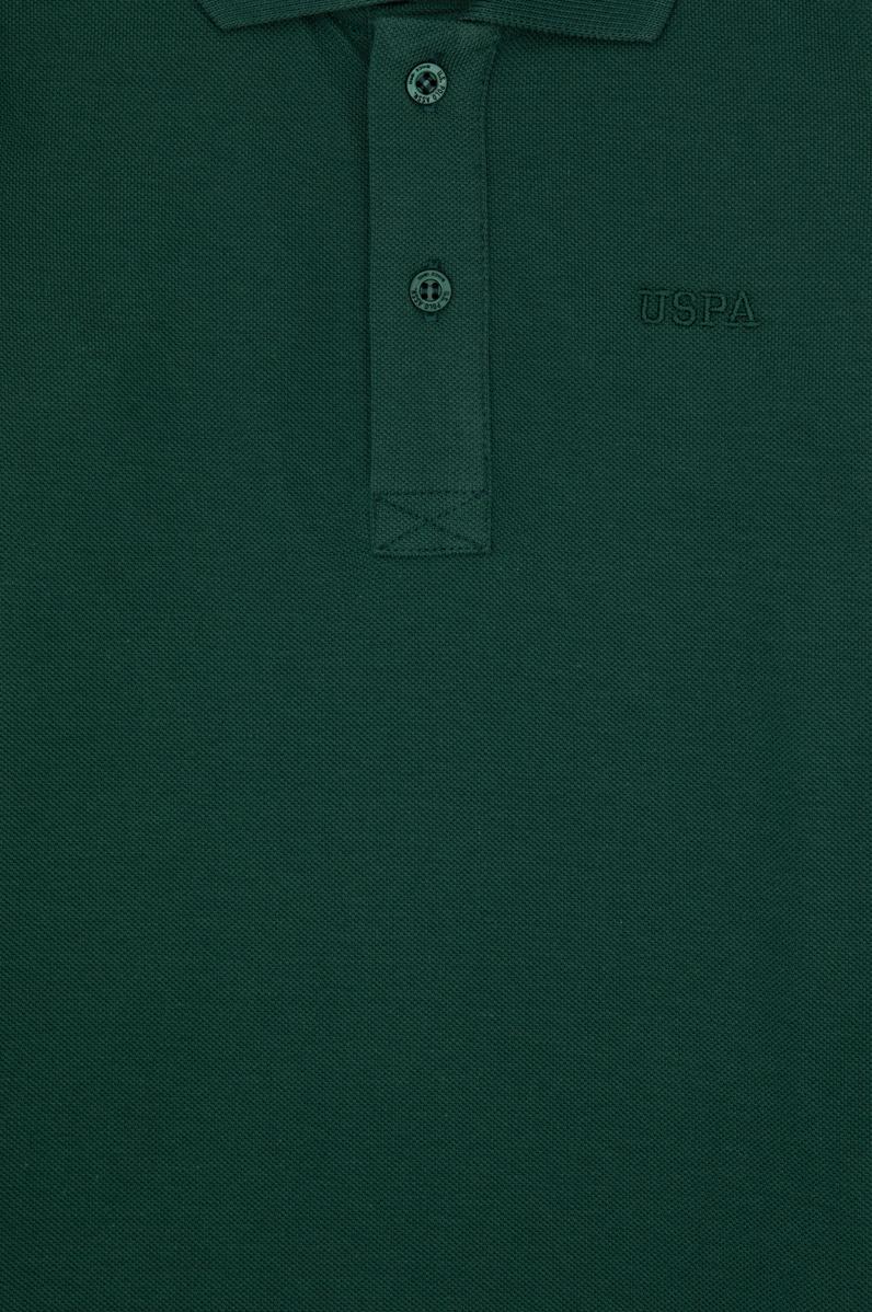 Erkek Çocuk Koyu Yeşil Basic Polo Yaka Sweatshirt