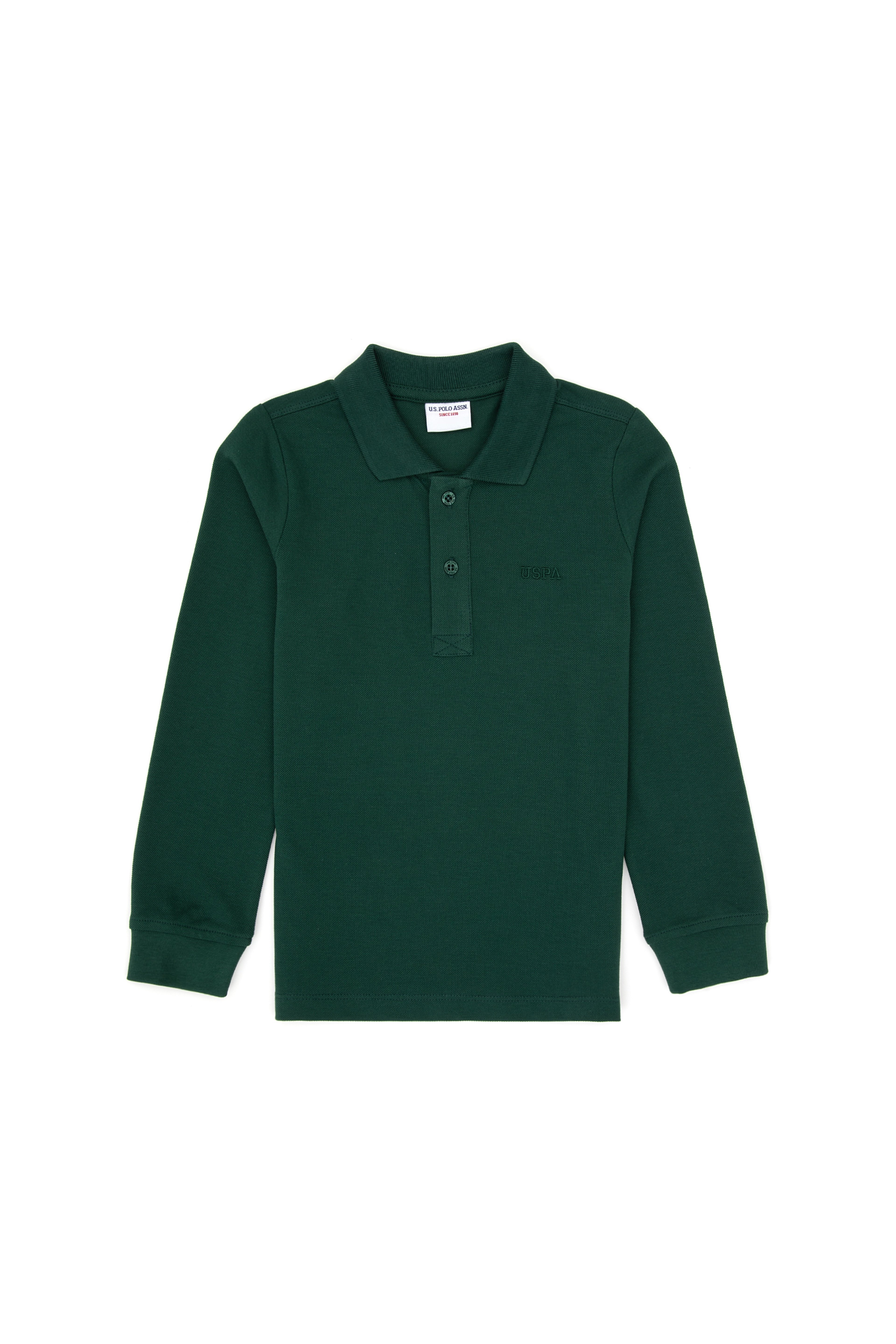 Erkek Çocuk Koyu Yeşil Basic Polo Yaka Sweatshirt - Image 5