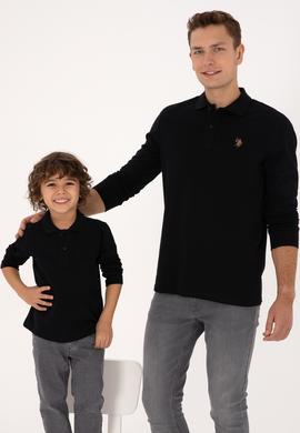 Erkek Çocuk Siyah Basic Polo Yaka Sweatshirt - 50313790031