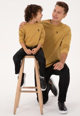 Erkek Çocuk Hardal Basic Bisiklet Yaka Sweatshirt - 50313832089