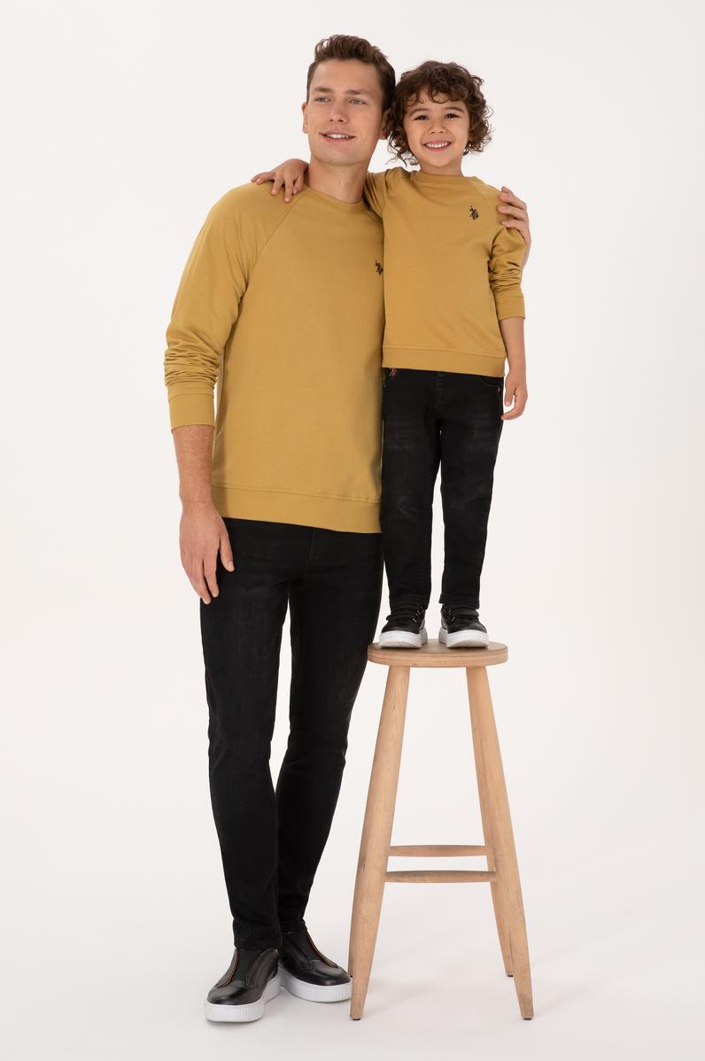 Erkek Çocuk Hardal Basic Bisiklet Yaka Sweatshirt