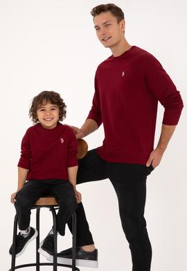 Erkek Çocuk Bordo Basic Bisiklet Yaka Sweatshirt - 50313832033