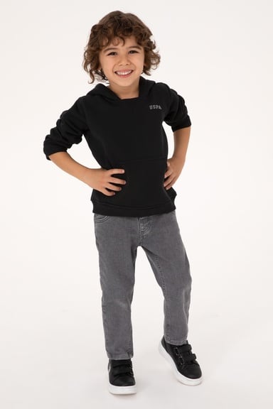 Erkek Çocuk Siyah Basic Sweatshirt