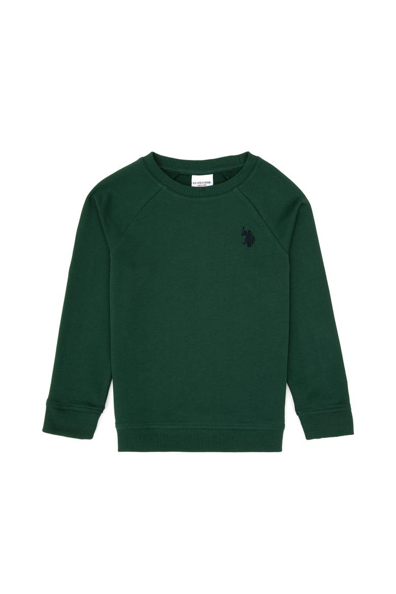 Erkek Çocuk Koyu Yeşil Basic Bisiklet Yaka Sweatshirt - 50313832067