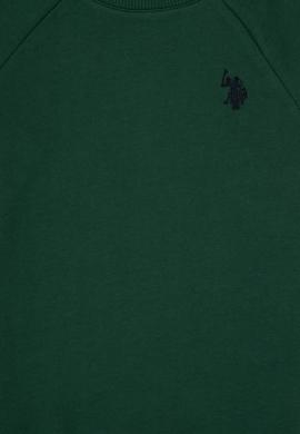 Erkek Çocuk Koyu Yeşil Basic Bisiklet Yaka Sweatshirt - 50313832067