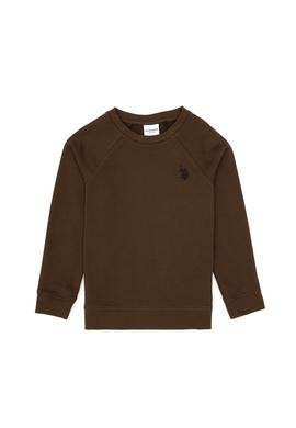 Erkek Çocuk Kahverengi Basic Bisiklet Yaka Sweatshirt - 50313832053