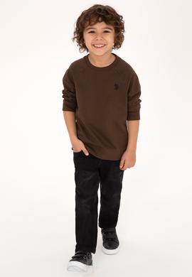 Erkek Çocuk Kahverengi Basic Bisiklet Yaka Sweatshirt - 50313832053