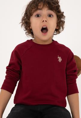 Erkek Çocuk Bordo Basic Bisiklet Yaka Sweatshirt - 50313832033