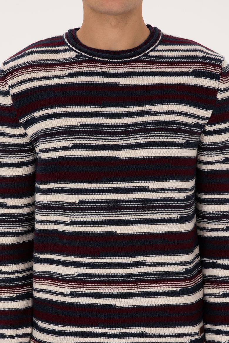 Erkek Comfort Fit Bisiklet Yaka Mürdüm Kazak - 50308332010