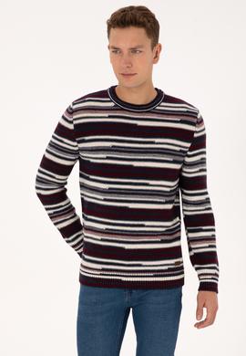 Erkek Comfort Fit Bisiklet Yaka Mürdüm Kazak - 50308332010