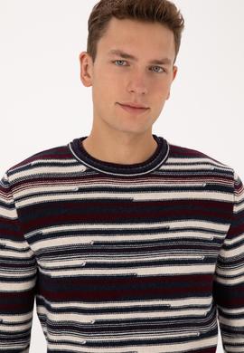 Erkek Comfort Fit Bisiklet Yaka Mürdüm Kazak - 50308332010