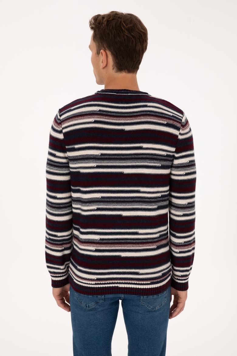 Erkek Comfort Fit Bisiklet Yaka Mürdüm Kazak - 50308332010