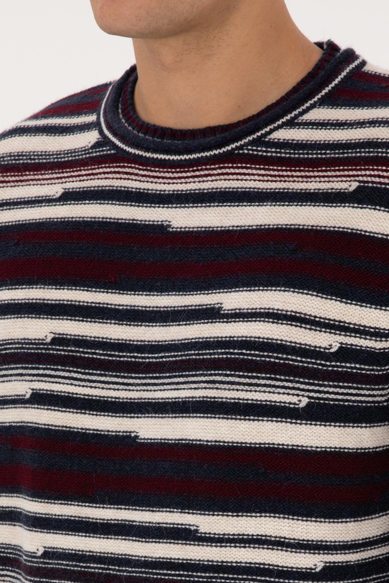 Erkek Comfort Fit Bisiklet Yaka Mürdüm Kazak - 50308332010