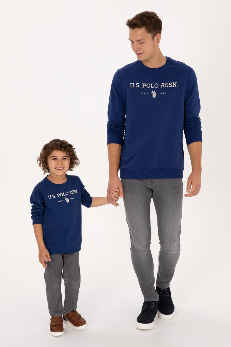 Erkek Çocuk İndigo Bisiklet Yaka Sweatshirt