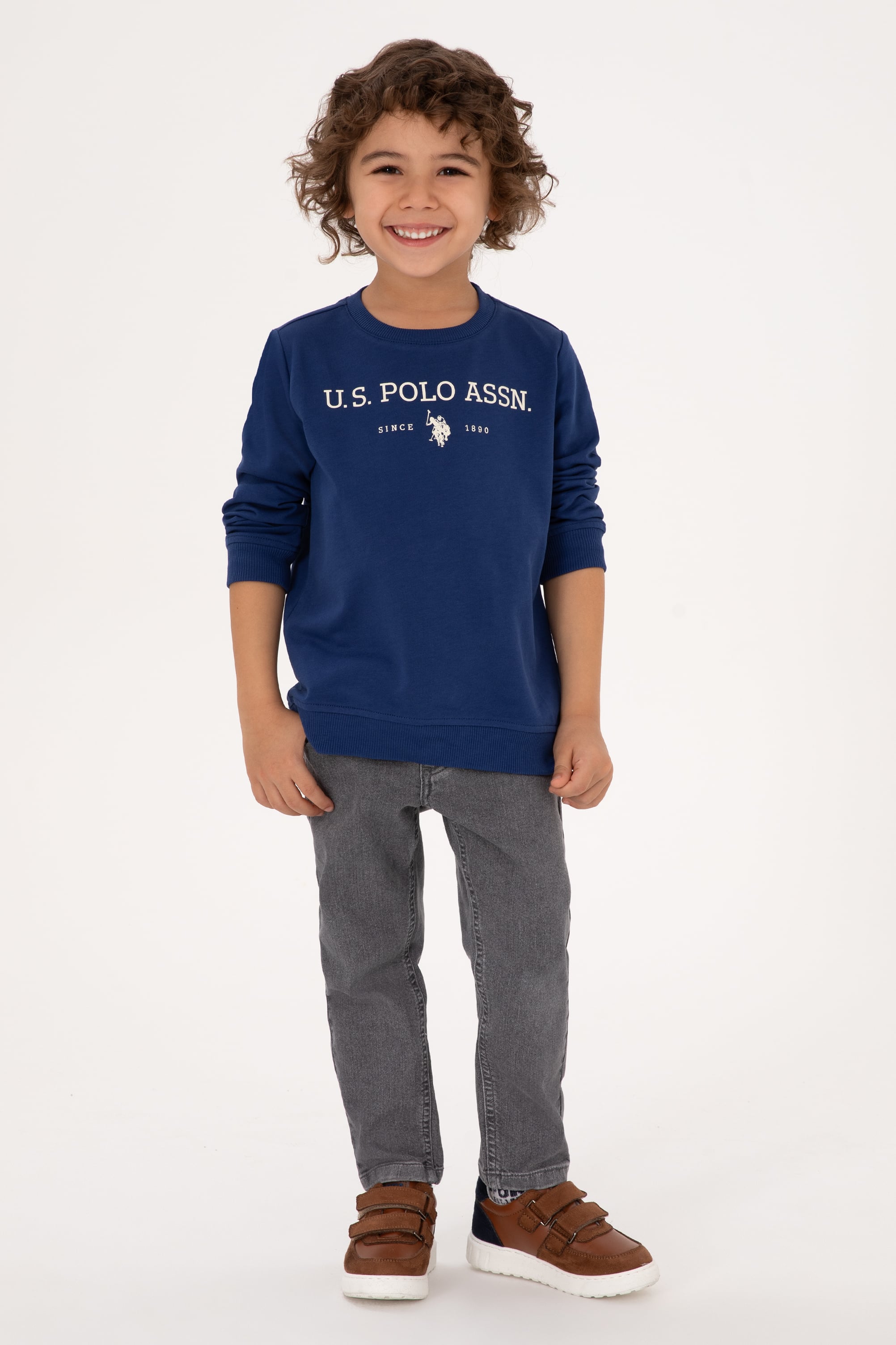 Erkek Çocuk İndigo Bisiklet Yaka Sweatshirt - Image 2