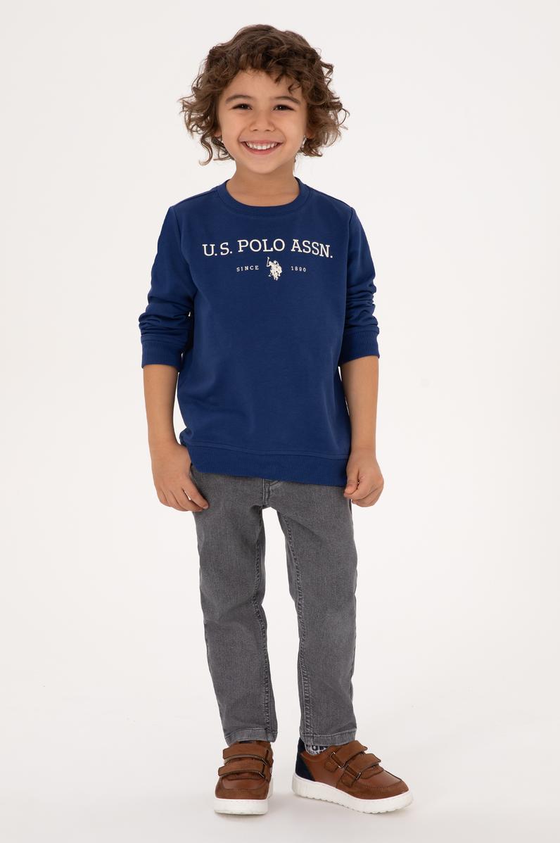 Erkek Çocuk İndigo Bisiklet Yaka Sweatshirt