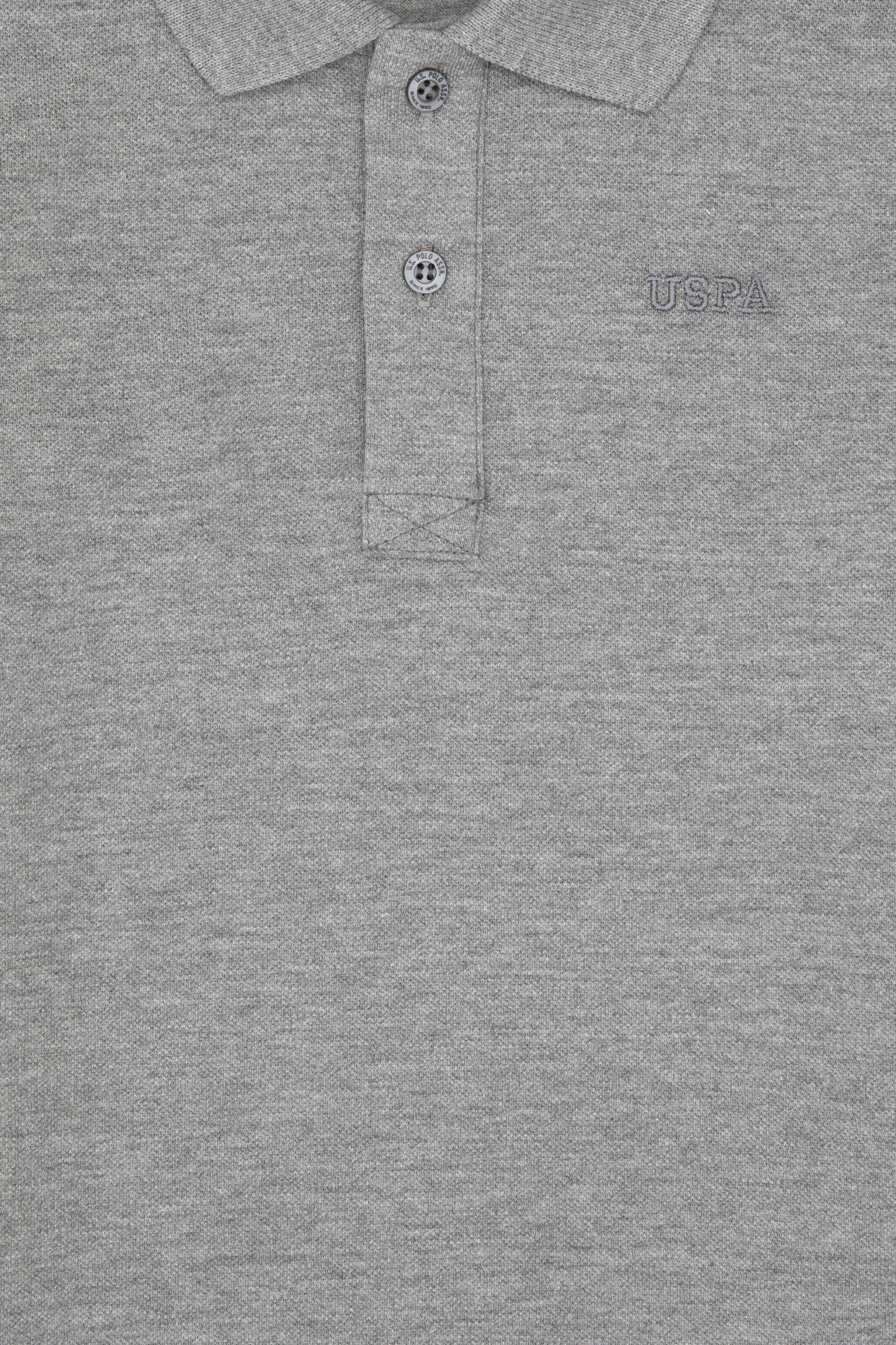 Erkek Çocuk Gri Melanj Basic Polo Yaka Sweatshirt