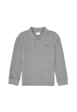 Erkek Çocuk Gri Melanj Basic Polo Yaka Sweatshirt - 50313790039